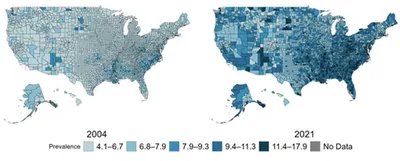 CDC DIabetes prevalence US